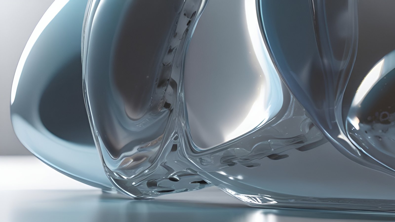 Abstract art with blue glass forms and smooth curves
