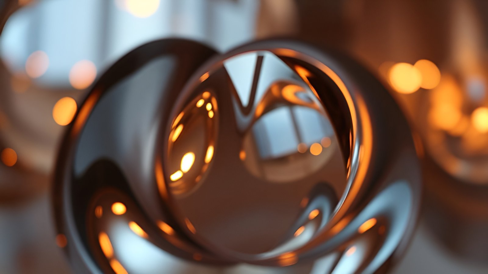Abstract art with a copper torus ring and warm bokeh