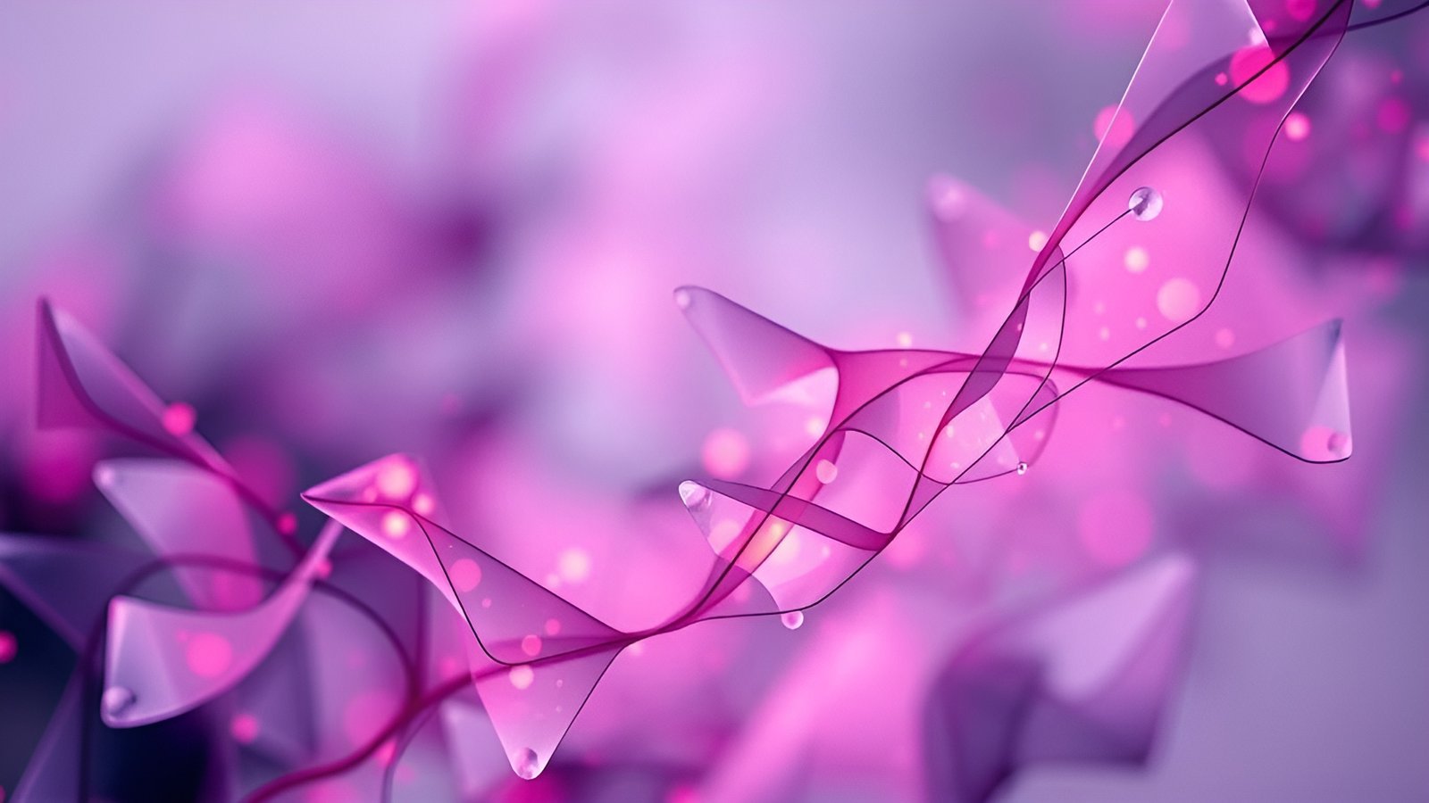 Abstract art with pink glass ribbons and soft bokeh