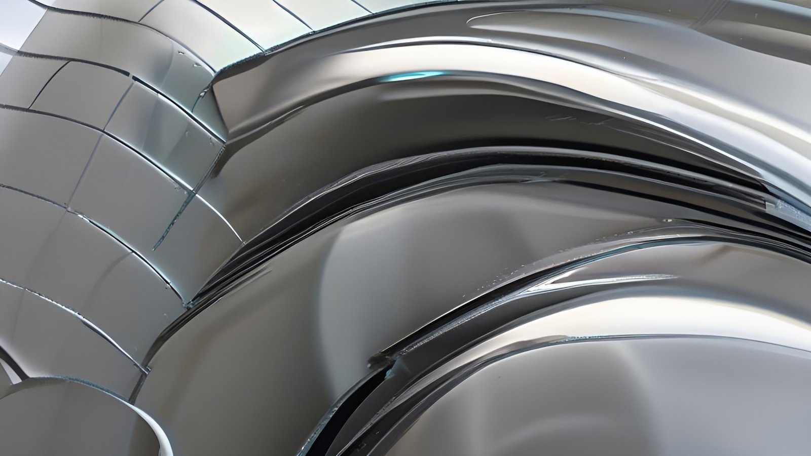Abstract art with silver chrome curves and smooth highlights