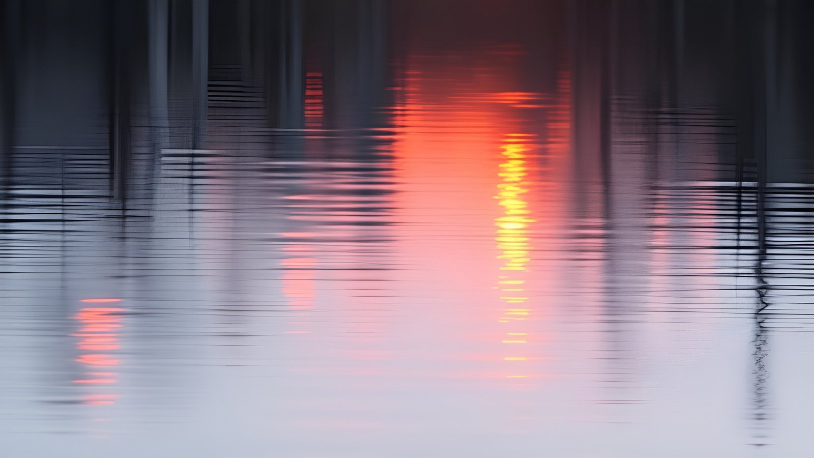 Abstract art of a sunset water reflection with orange light