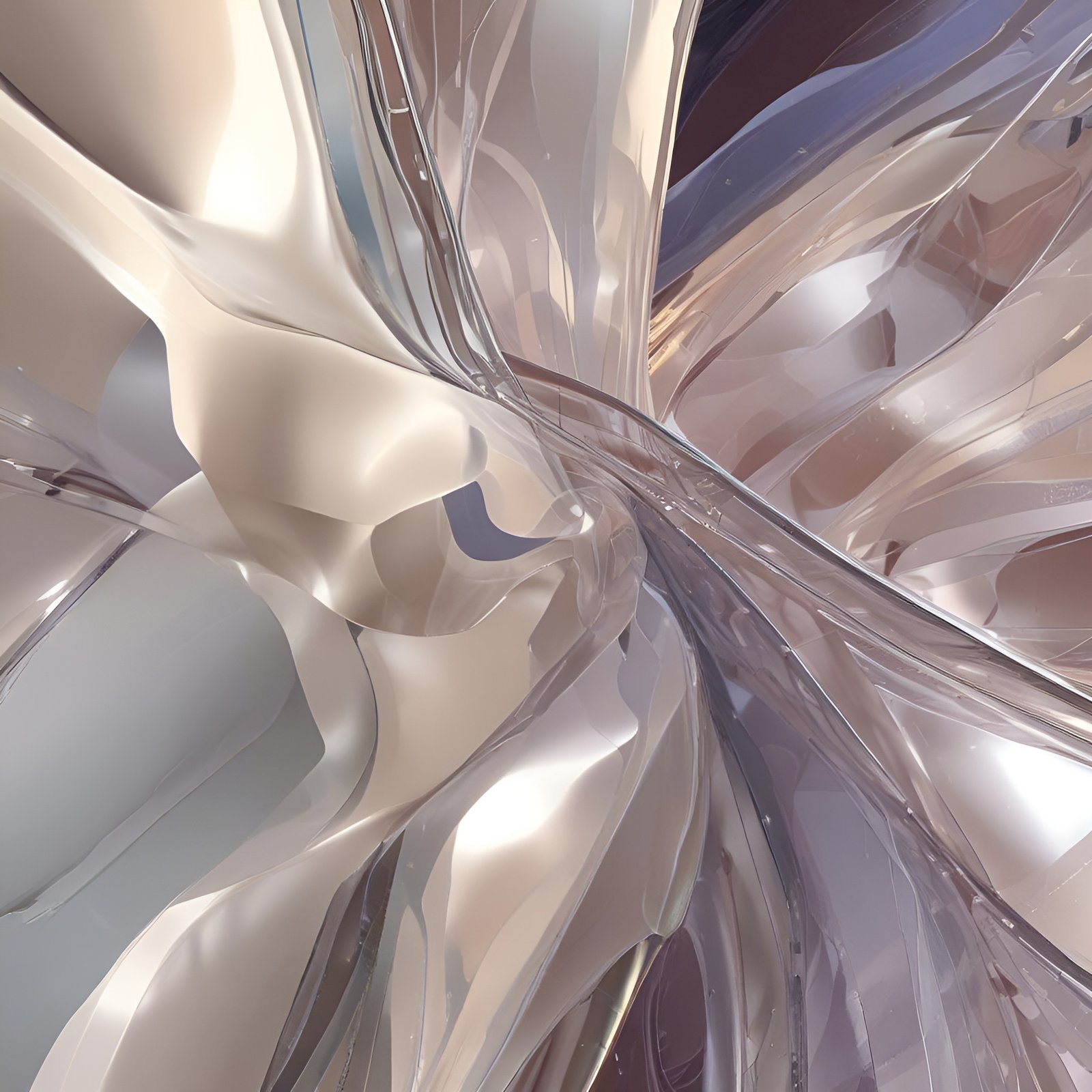 Abstract art with translucent swirls in pastel beige purple and orange shades