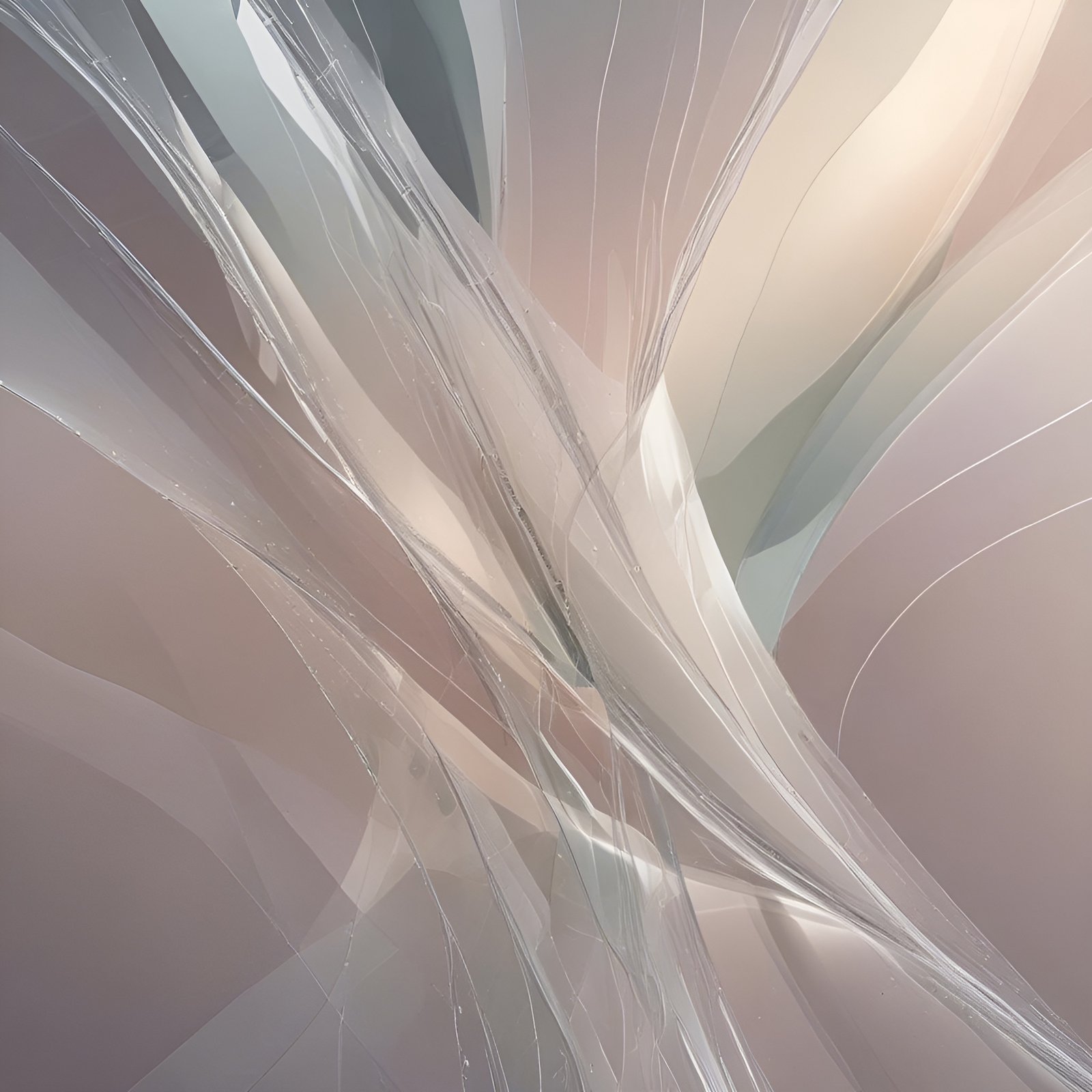 Abstract wavy ribbons with translucent layers on beige background