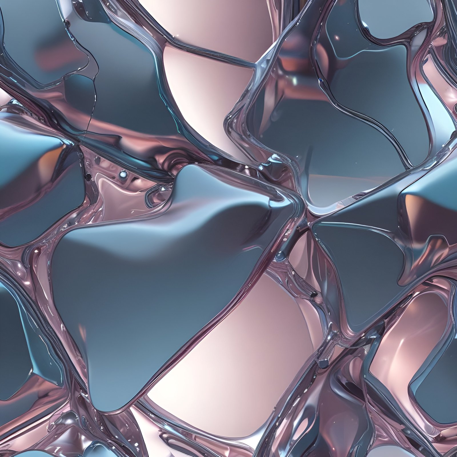 Blue gray and rose liquid metal cells in abstract art