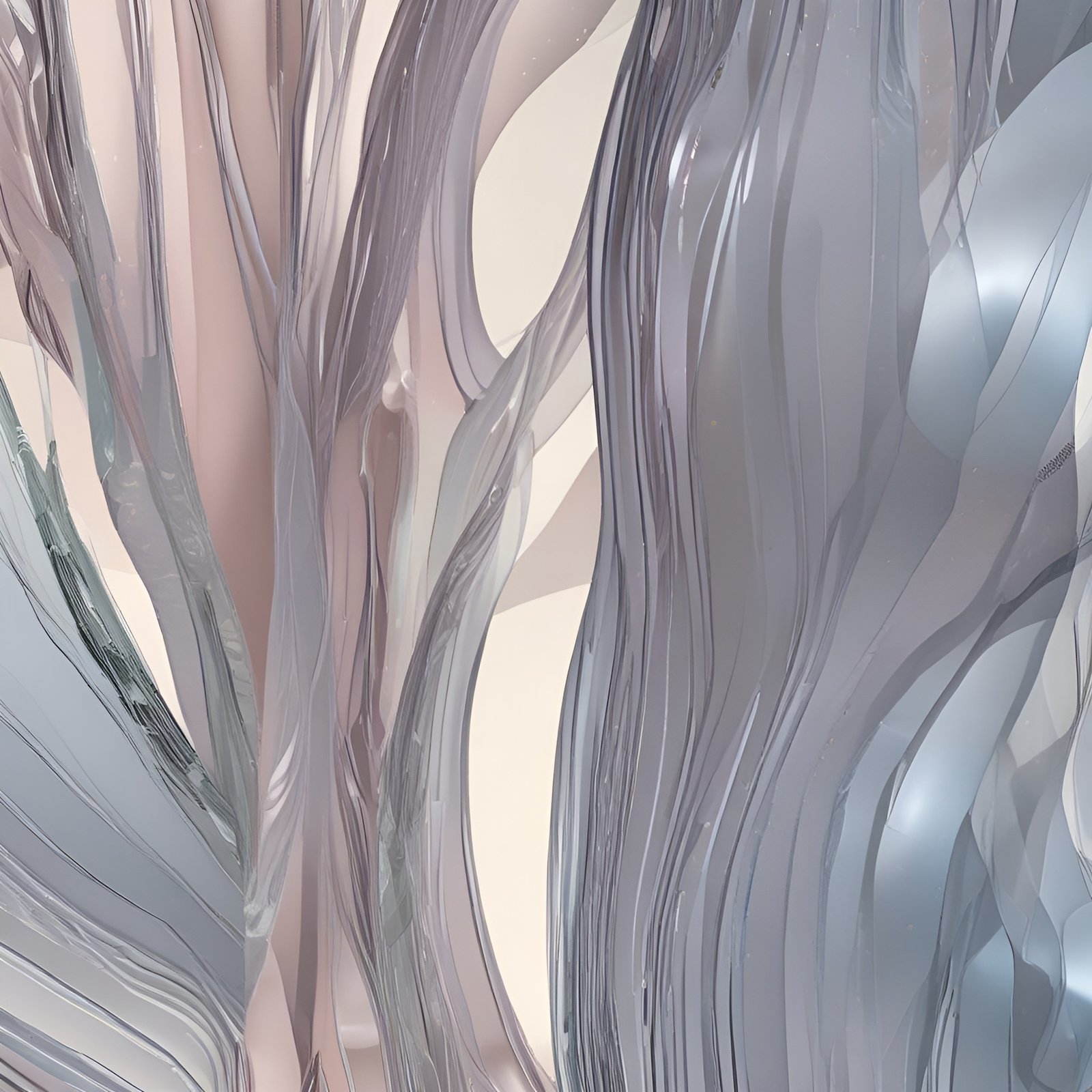Gray glass vertical strands in pale pink light in abstract art
