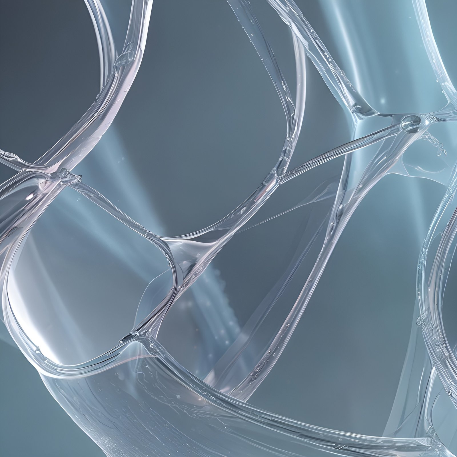 Ice blue glass lattice and web strands in abstract art