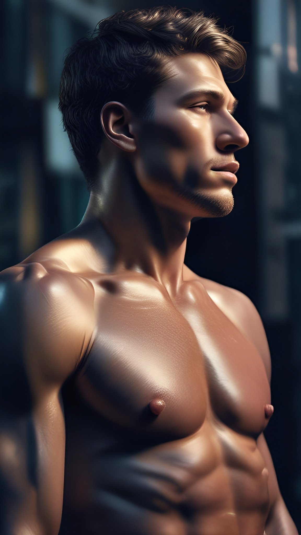 A painting of a man in a profile portrait, male figure art