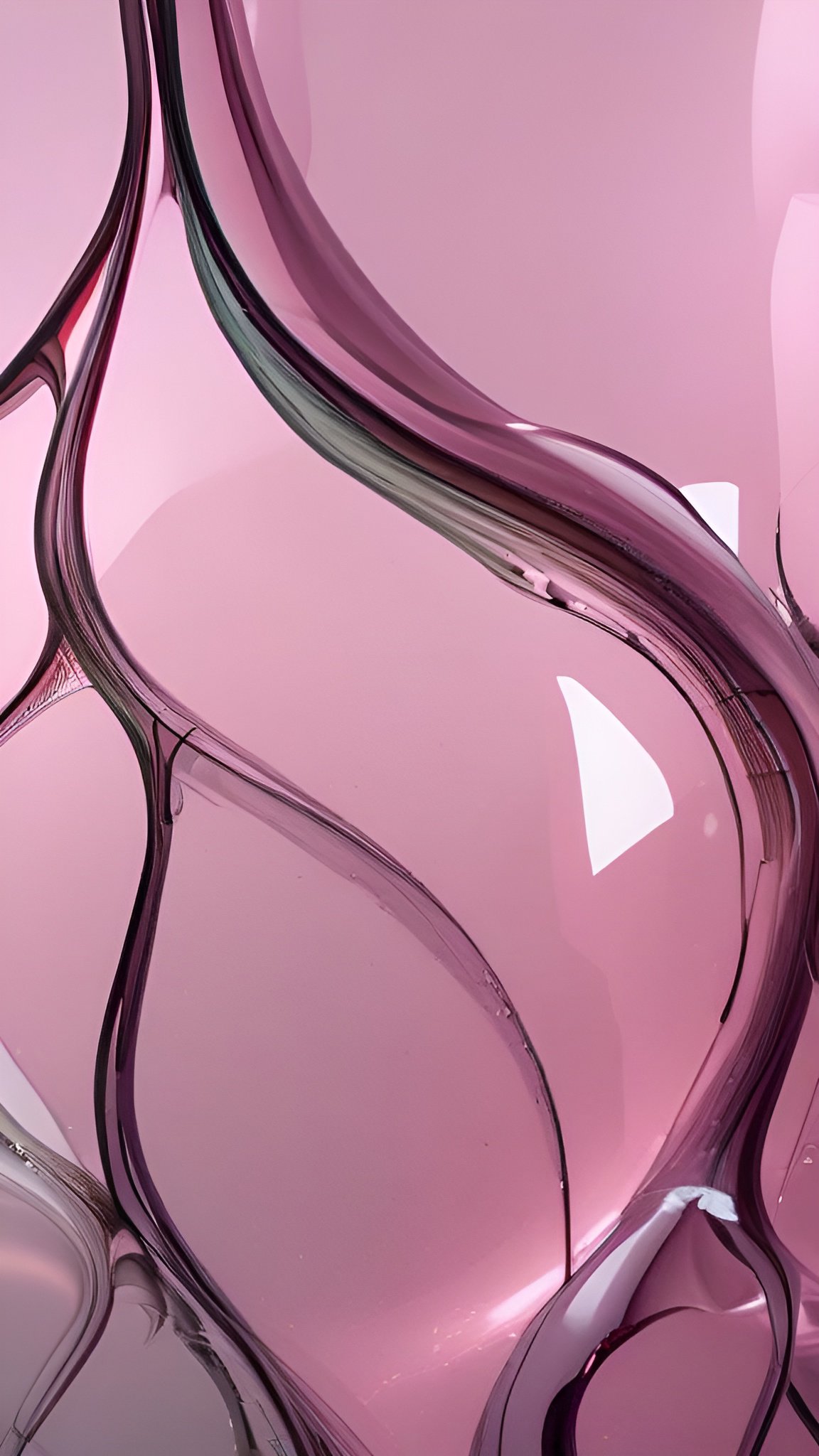 Abstract close-up of wavy pink and magenta glass with glossy highlights